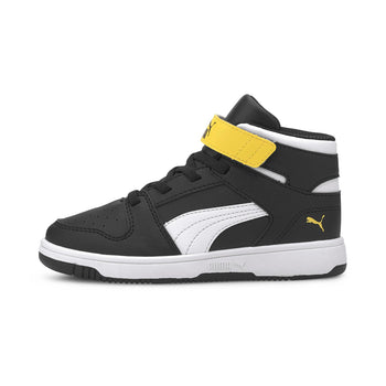 Sneakers alte nere da bambino con dettagli gialli Puma Rebound Layup SL V PS, Brand, SKU s342500166, Immagine 0